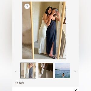 Na Nin Raw Silk Slip Dress in Black Size M